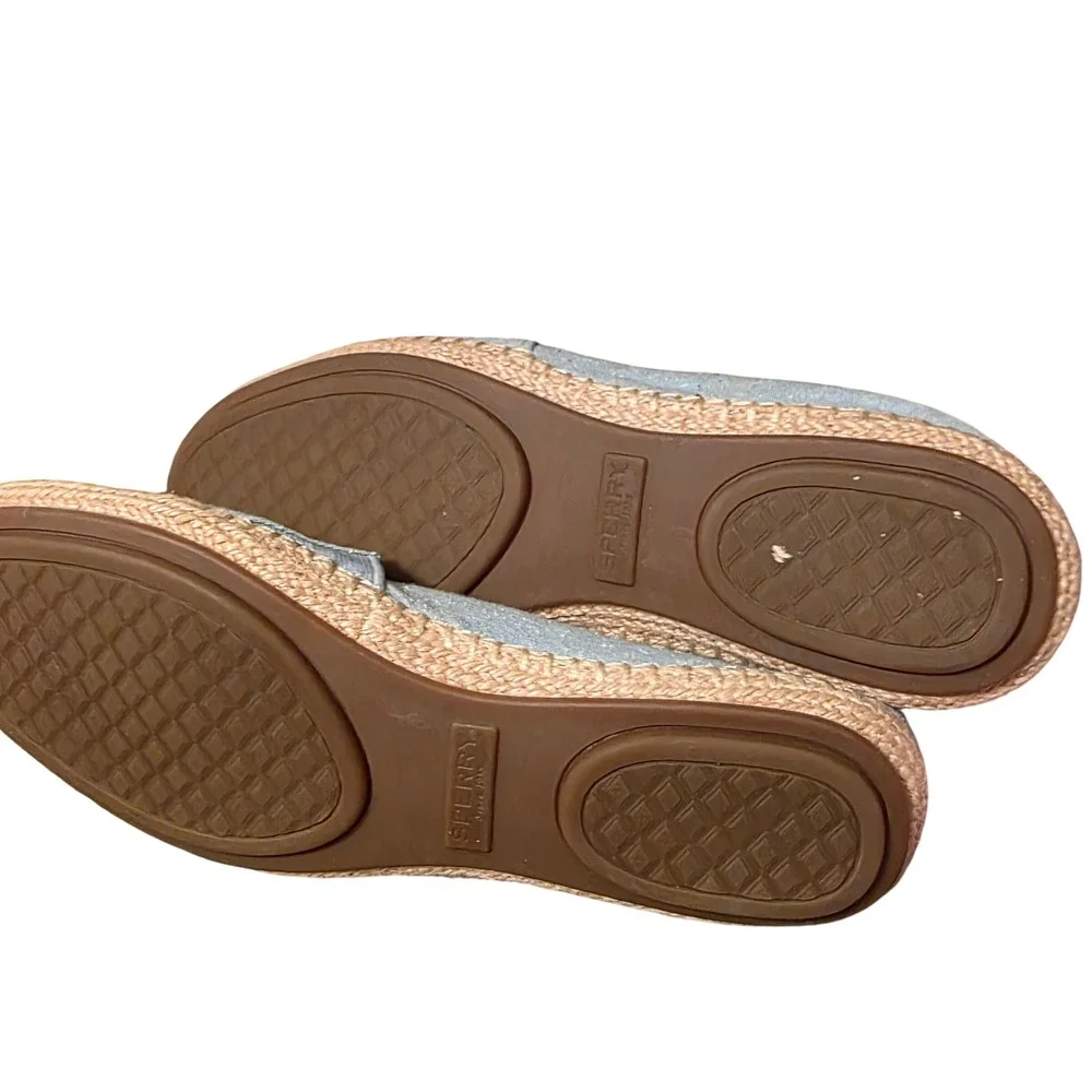 Sperry Women Blue Canvas Espadrille Slip On Flats STS83548 Size 9